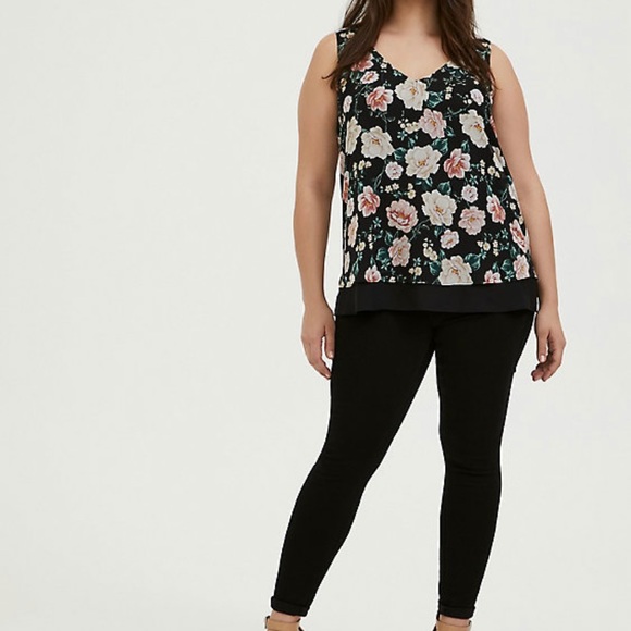 NWOT Black Floral Chiffon Double Layer Tank - Picture 7 of 8